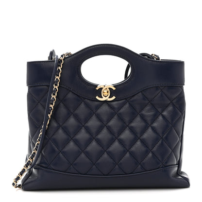 Chanel Shiny Crumpled Calfskin Quilted Mini 31 Shopping Bag Navy Blue 1 of 16