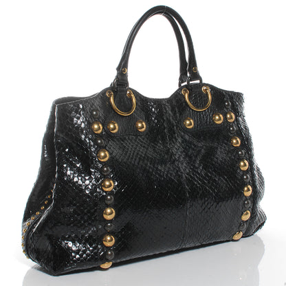 Gucci Python Suede Fringe Large Babouska Tote Black 3 of 7
