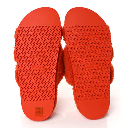 Hermes Woolskin Womens Chypre Sandals 39 Orange 5 of 8