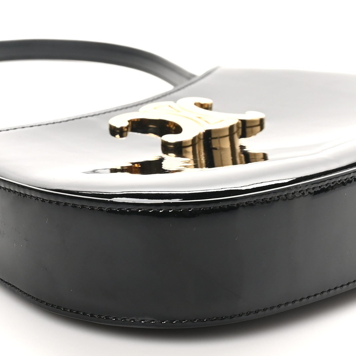 Patent Calfskin Medium Tilly Triomphe Shoulder Bag Black