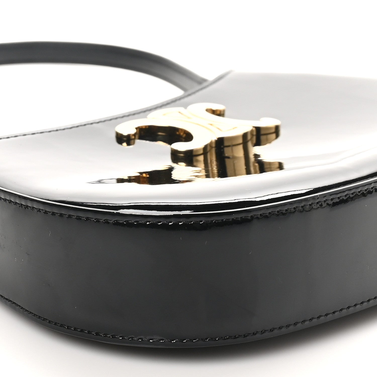 Celine Patent Calfskin Medium Tilly Triomphe Shoulder Bag Black 8 of 9