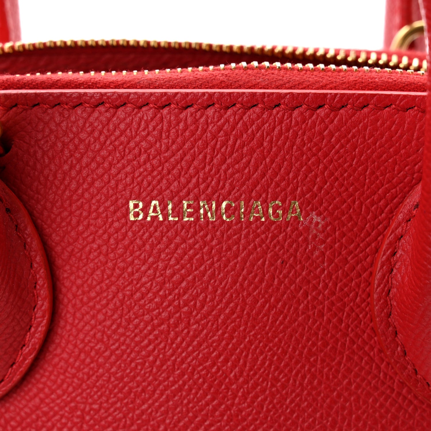 Balenciaga Signature Grained Calfskin Logo XXS Ville Top Handle Bag Rouge Lantern Black 6 of 13