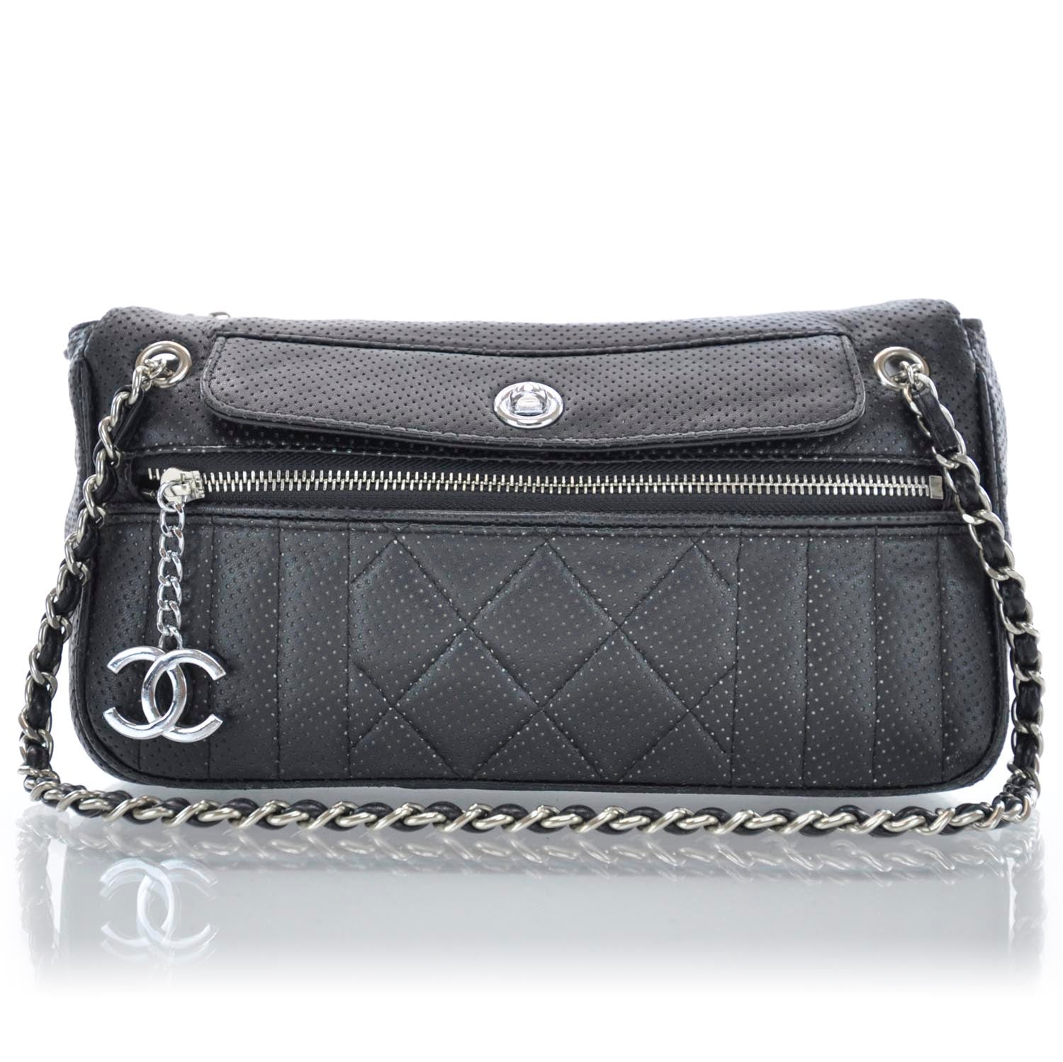 Chanel Calfskin Perforated 50's Tote Black 1 of 9