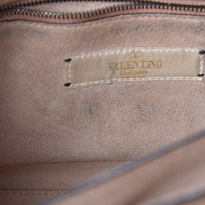 Valentino Garavani Pebbled Calfskin Medium Rockstud Rolling Flap Saddle Bag Soft Noisette 11 of 14