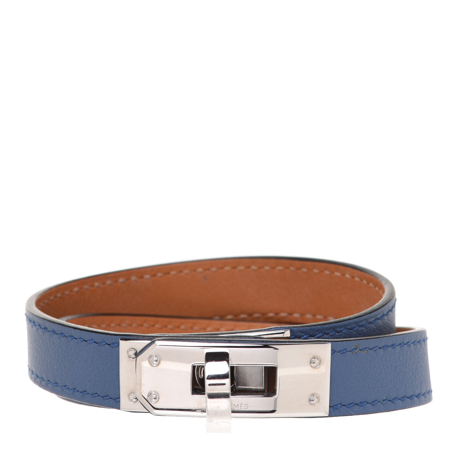 Hermes Chamonix Kelly Double Tour Bracelet T3 Bleu Saphir 1 of 7