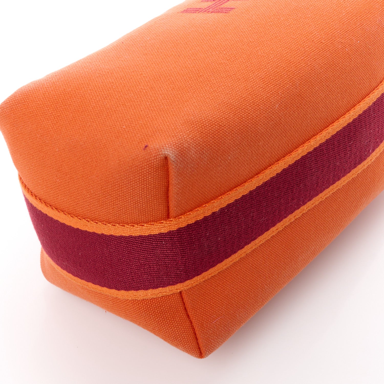 Hermes Canvas Small Bride-A-Brac Pouch Orange Burgundy 8 of 11