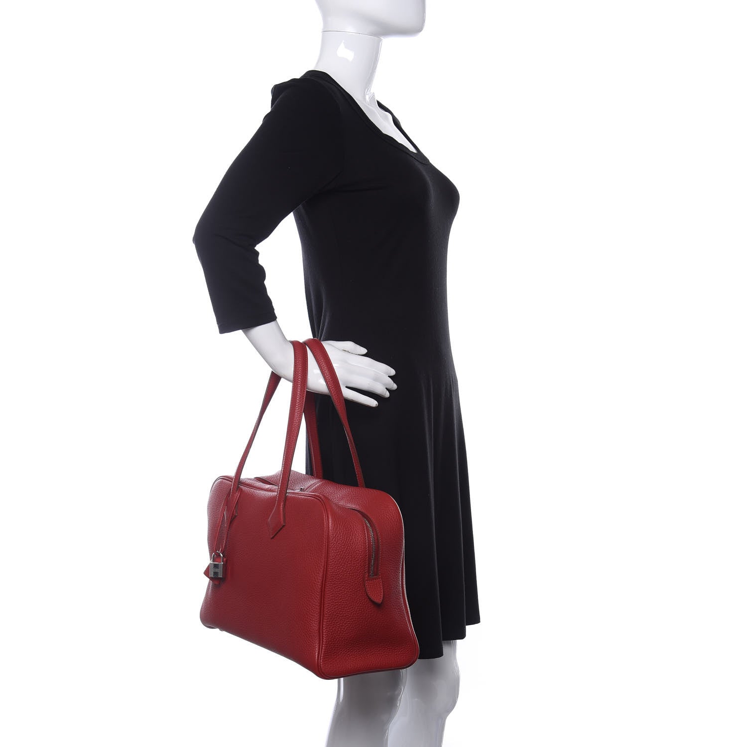 Hermes Taurillon Clemence Victoria II 35 Rouge Garance 2 of 10