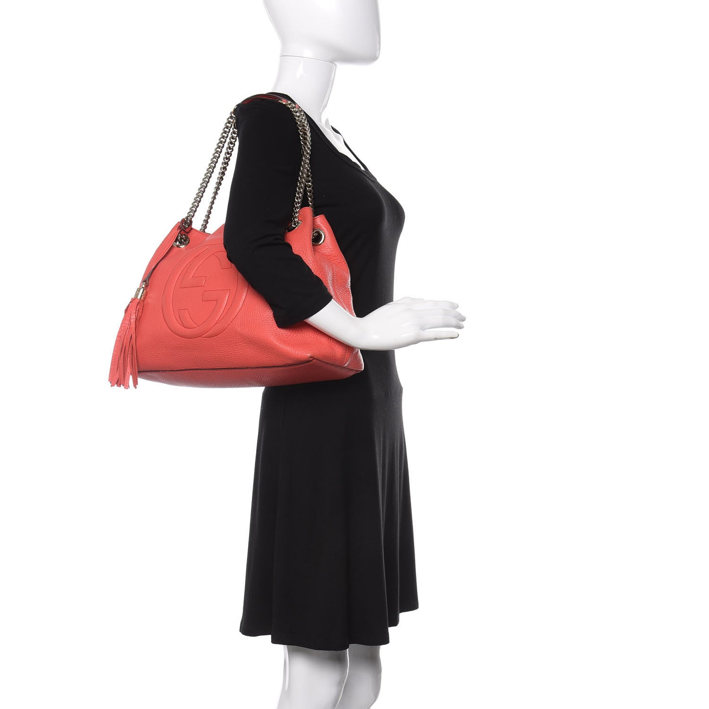 Pebbled Calfskin Medium Soho Chain Shoulder Bag Begonia Pink