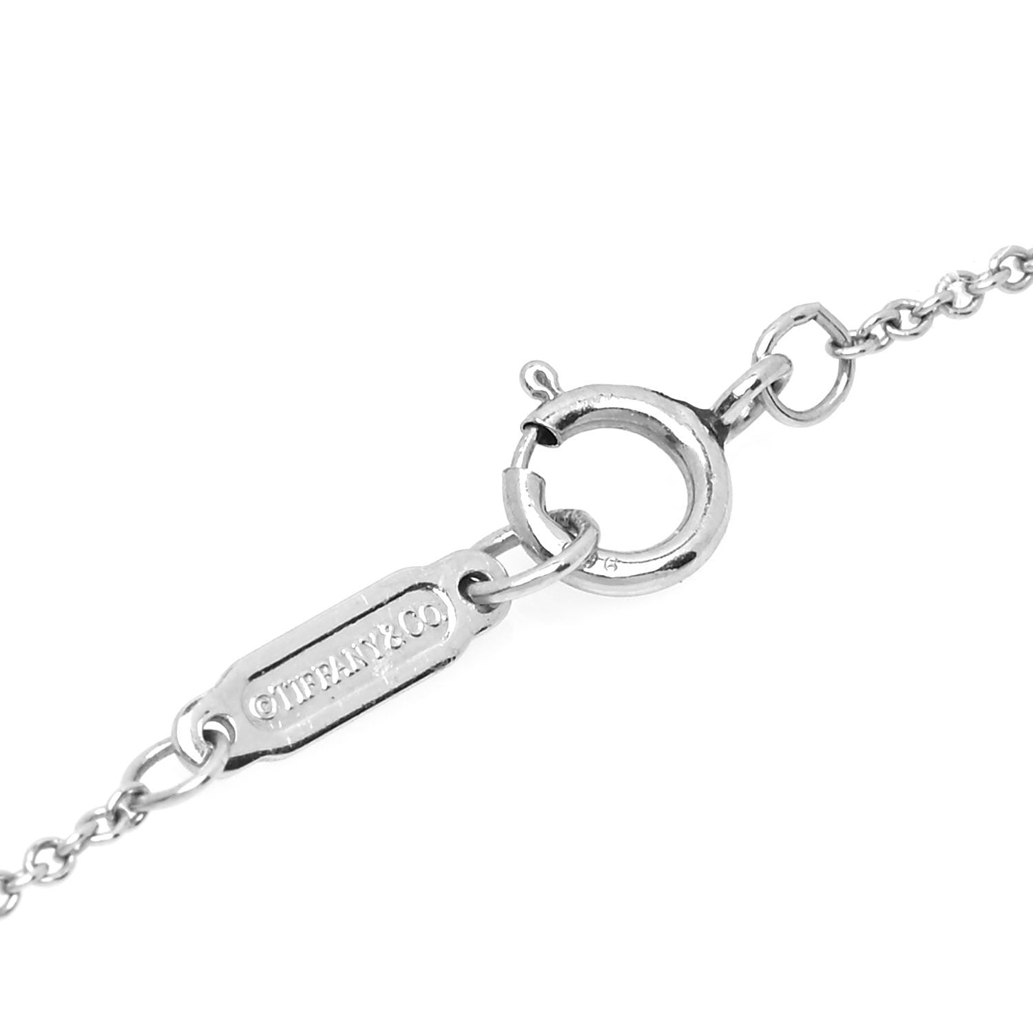 Tiffany Platinum Diamond Pink Sapphire Mini Heart Pendant Necklace 5 of 6