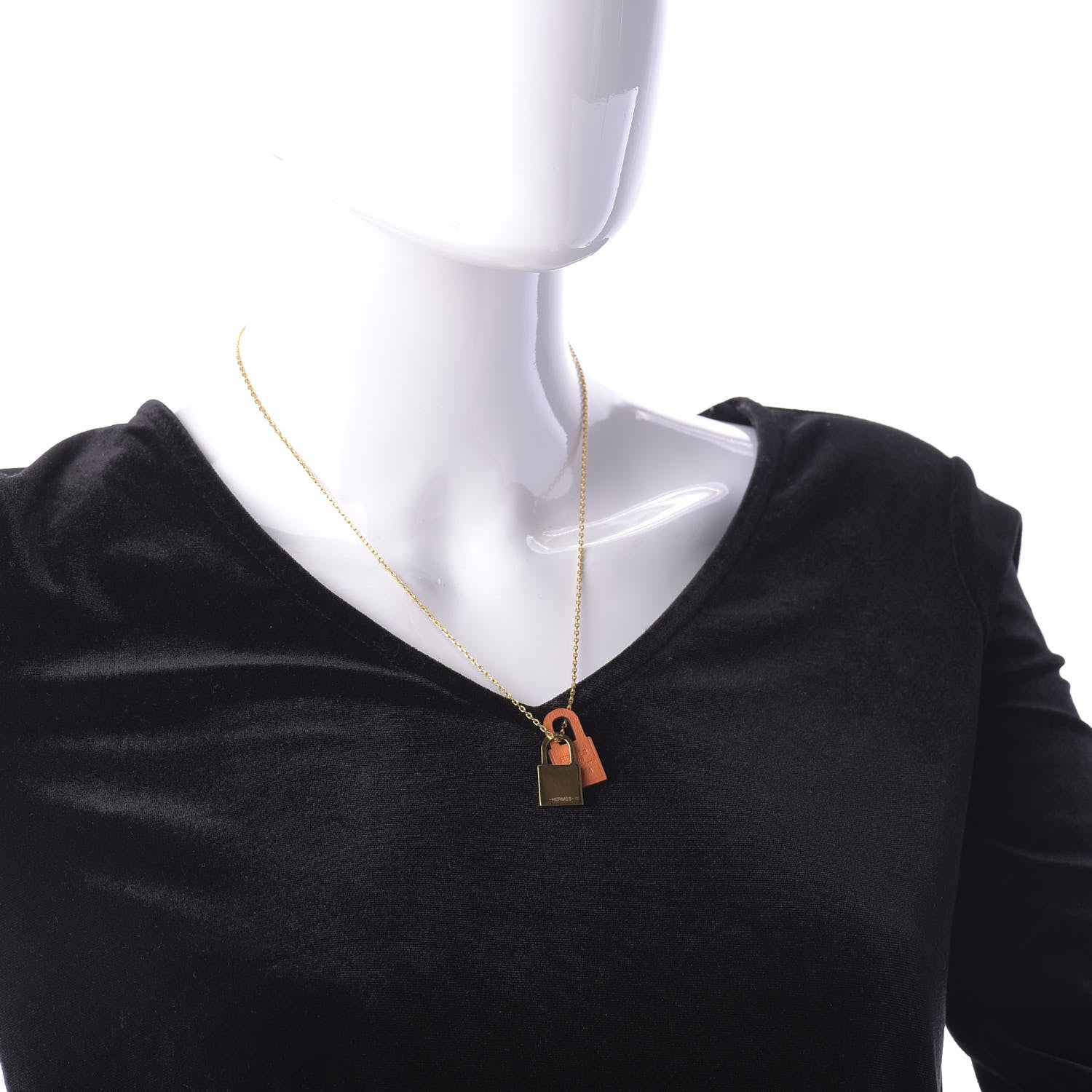 Hermes Swift Small O'Kelly Pendant Necklace Orange 2 of 7