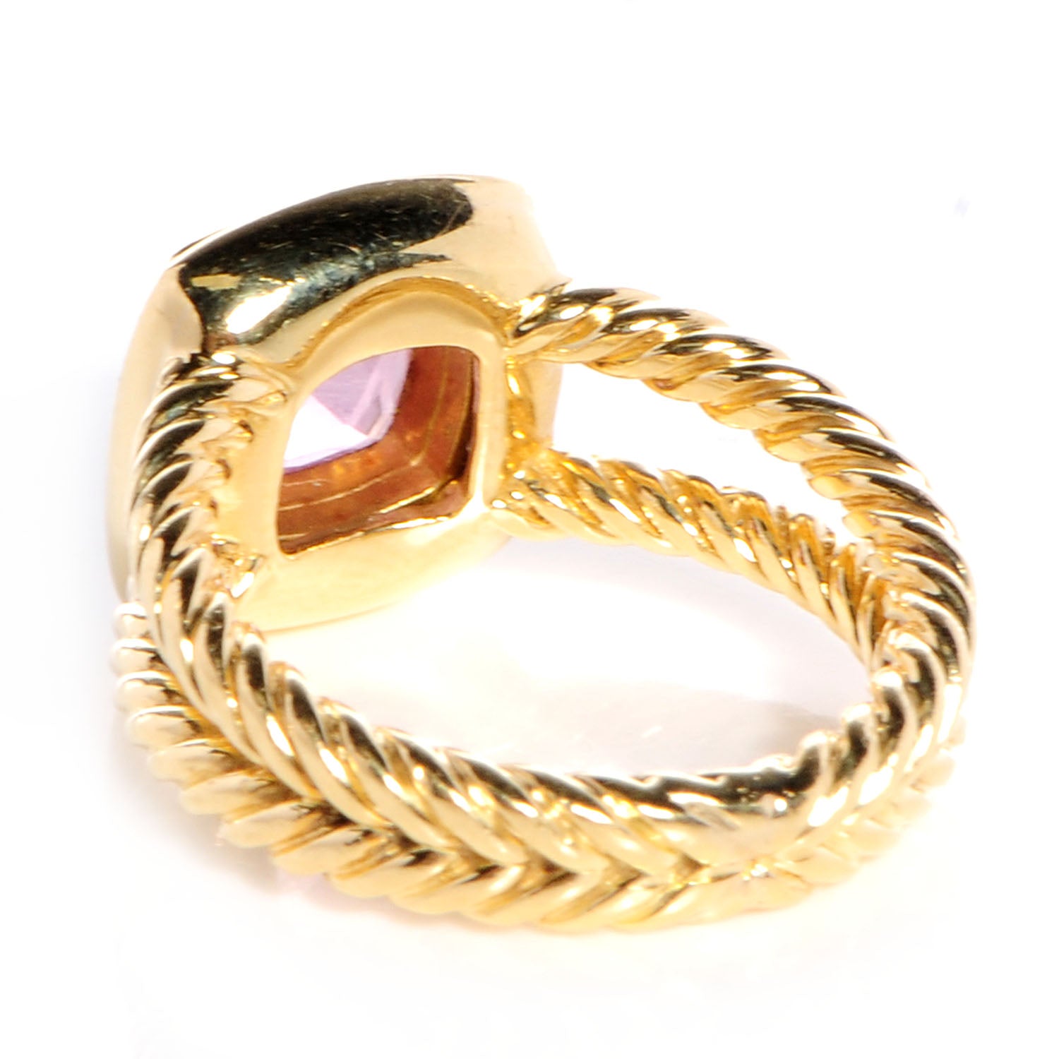 David Yurman 18K Yellow Gold Diamond Pink Tourmaline 7mm Petite Albion Ring 47 4 5 of 6