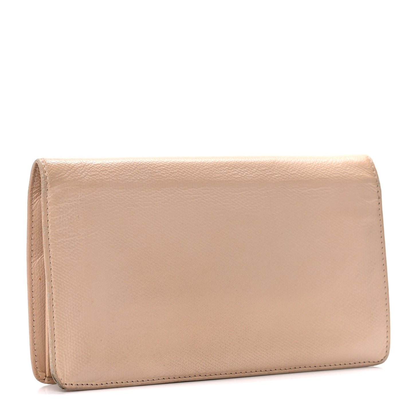 Grained Calfskin CC Button Yen Wallet Beige