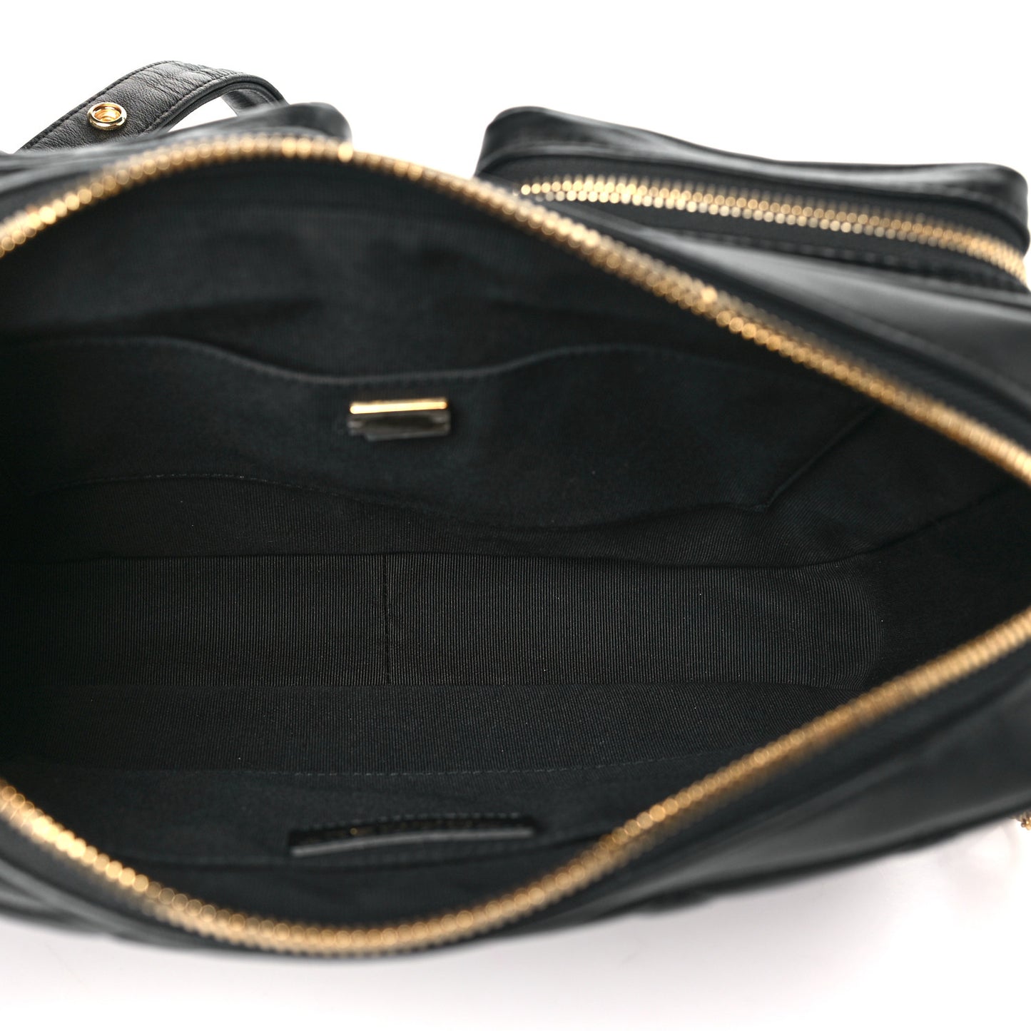 Calfskin Quilted Small Camera Case Black