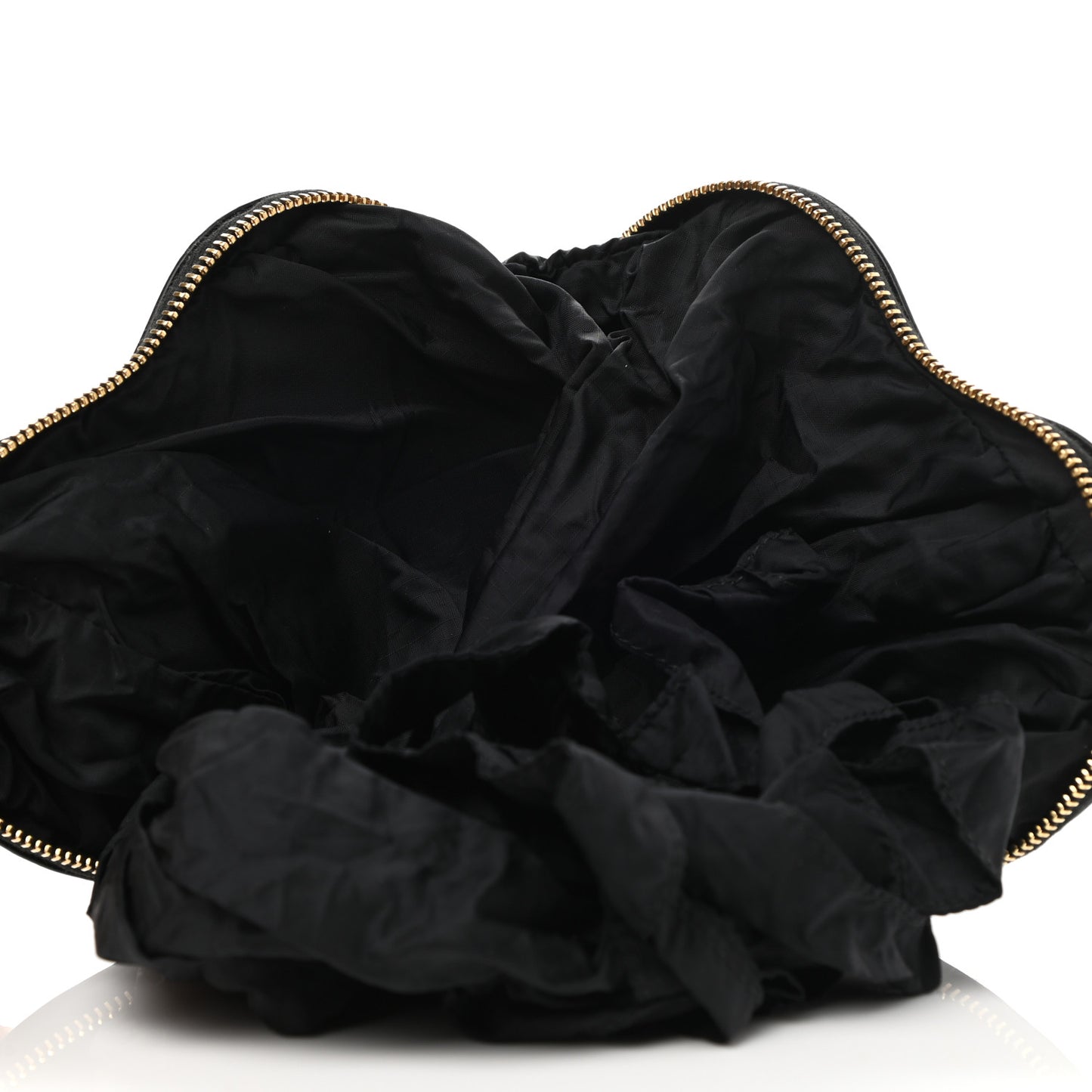 Calfskin Nylon Heart Foldable Tote Bag Black