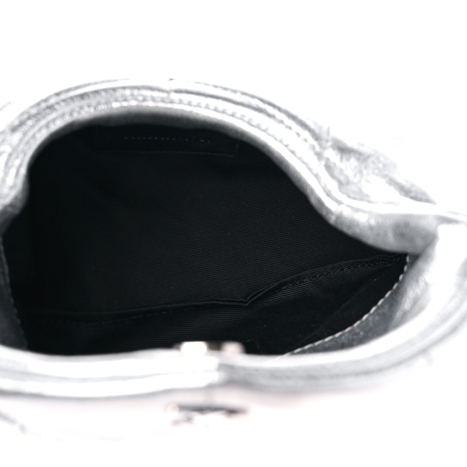 Saint Laurent Metallic Lambskin Monogram Loulou Puffer Pouch Clutch Silver 5 of 10
