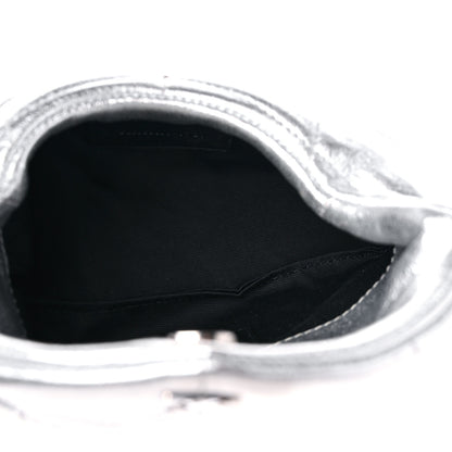 Saint Laurent Metallic Lambskin Monogram Loulou Puffer Pouch Clutch Silver 5 of 10