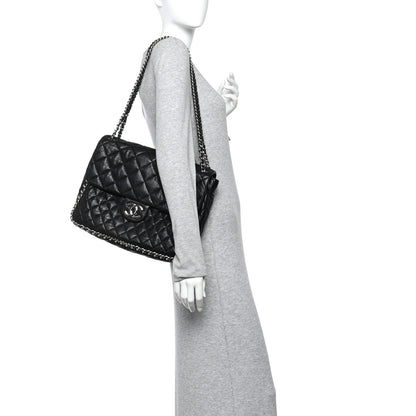 Chanel Washed Lambskin Quilted Maxi Chain Around Flap Black 2 of 12