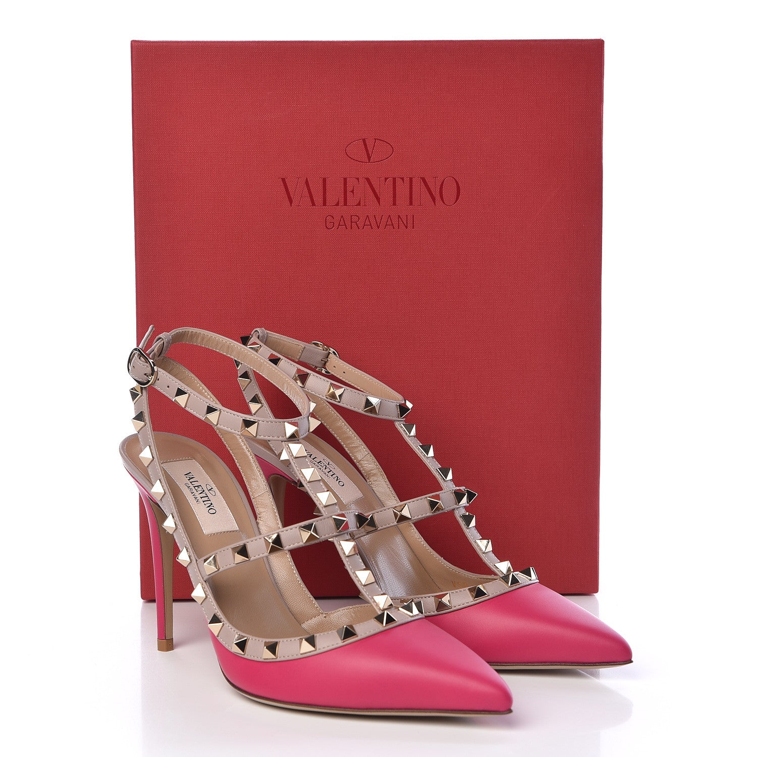 Valentino Garavani Calfskin Nappa Rockstud Ankle Strap 100mm Pumps 38.5 Disco Pink Poudre 9 of 9