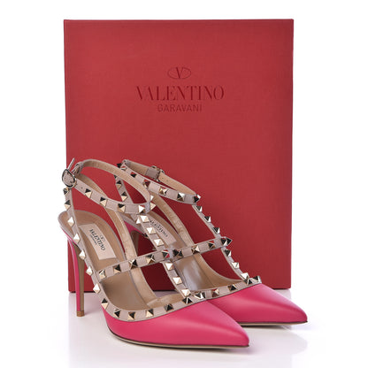 Valentino Garavani Calfskin Nappa Rockstud Ankle Strap 100mm Pumps 38.5 Disco Pink Poudre 9 of 9
