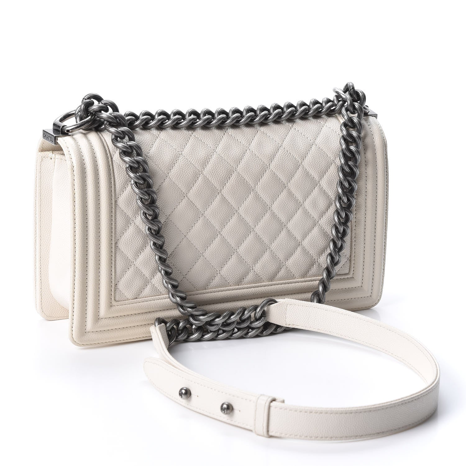 Chanel Caviar Quilted Medium Boy Flap Ivory 2 of 10