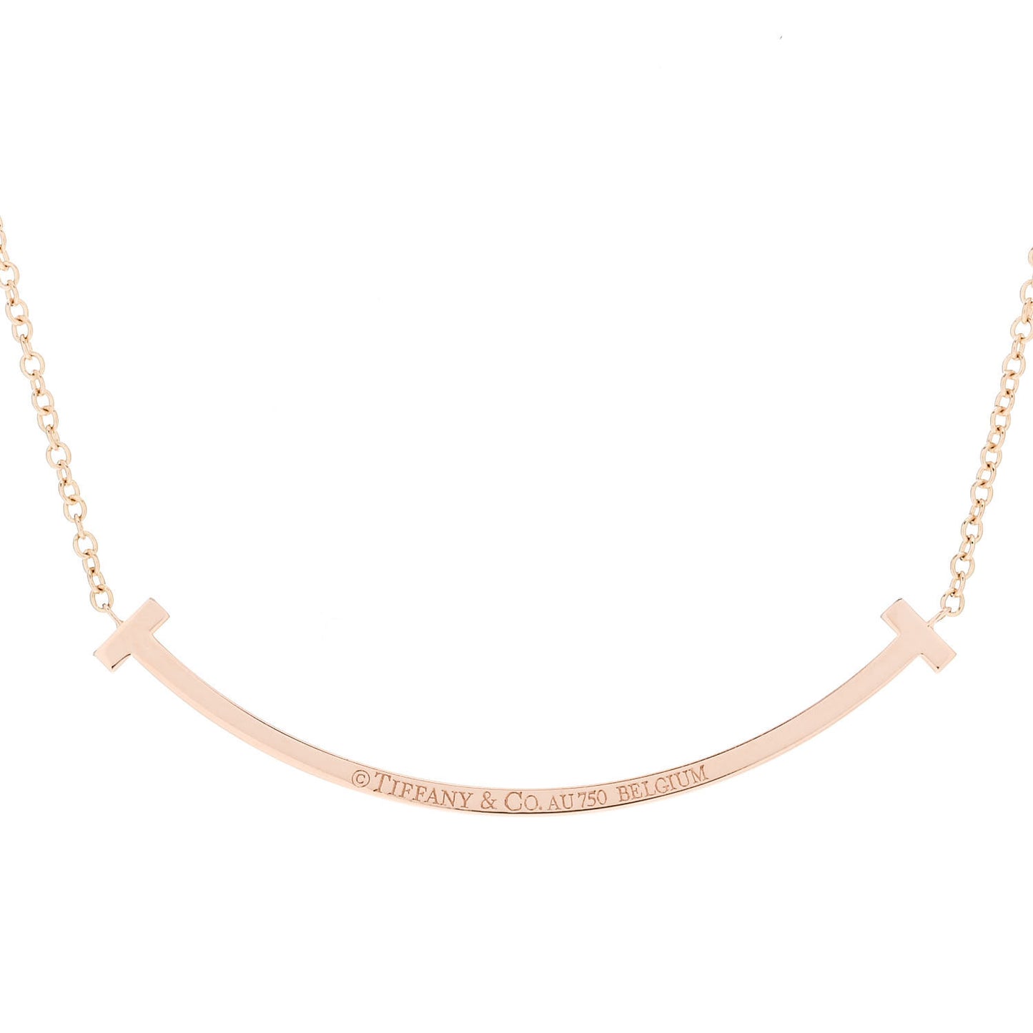 18K Rose Gold Diamond Small T Smile Pendant Necklace