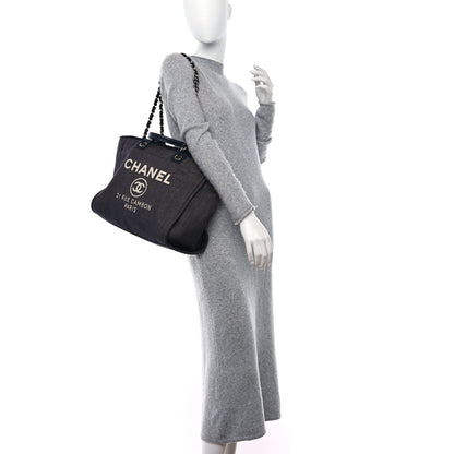Chanel Denim Large Deauville Tote Dark Blue 2 of 11
