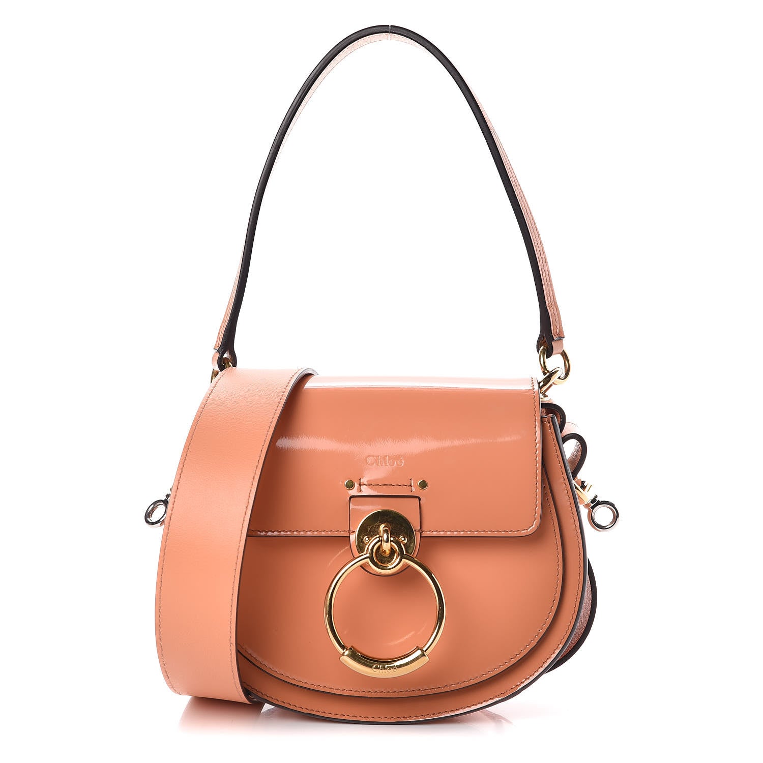 Chloe Patent Calfskin Suede Small Tess Bag Autumnal Brown 1 of 11