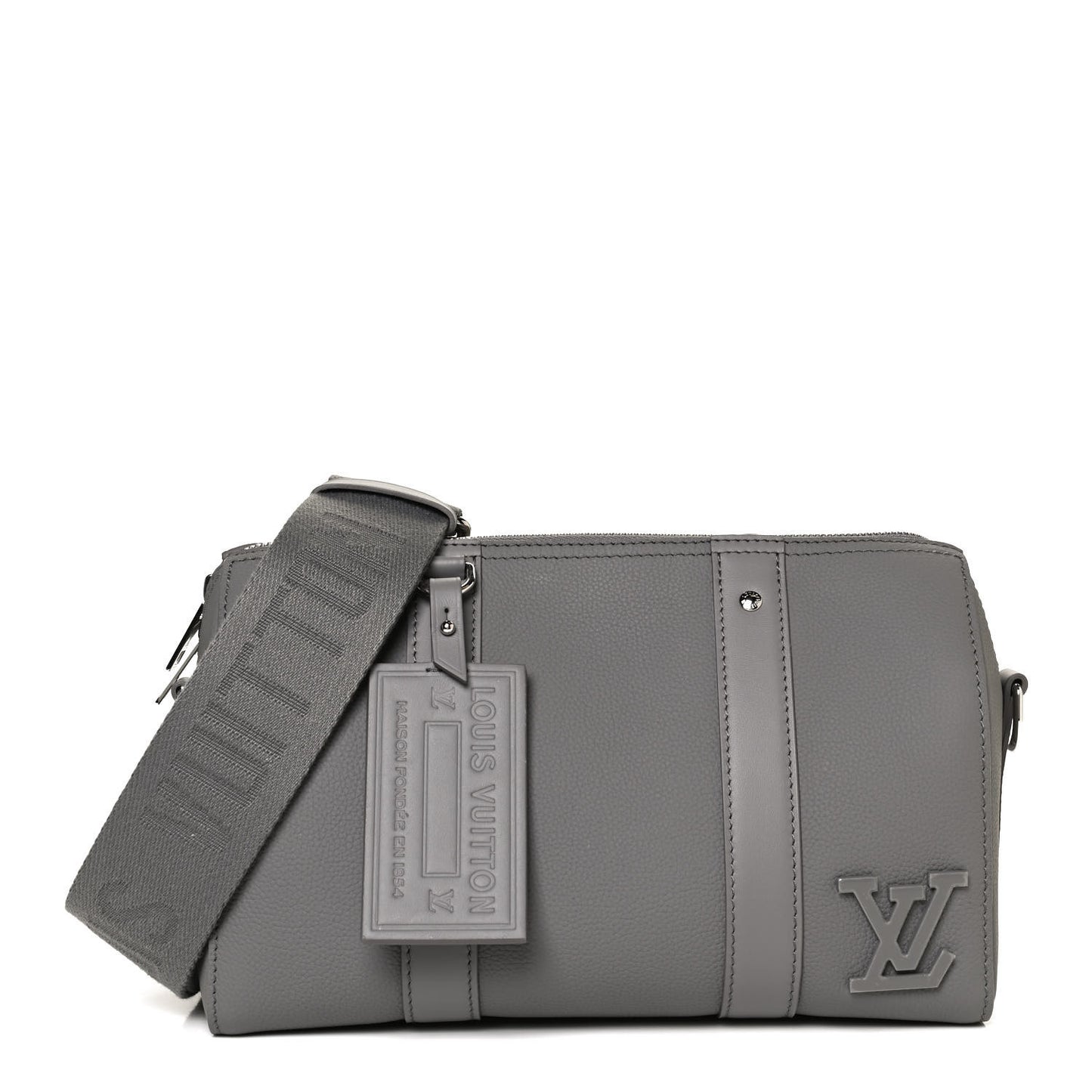 Grained Calfskin Aerogram City Keepall Gris