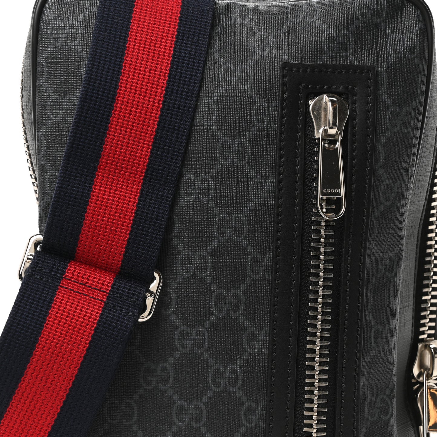 GG Supreme Monogram Web Belt Bag Black Grey