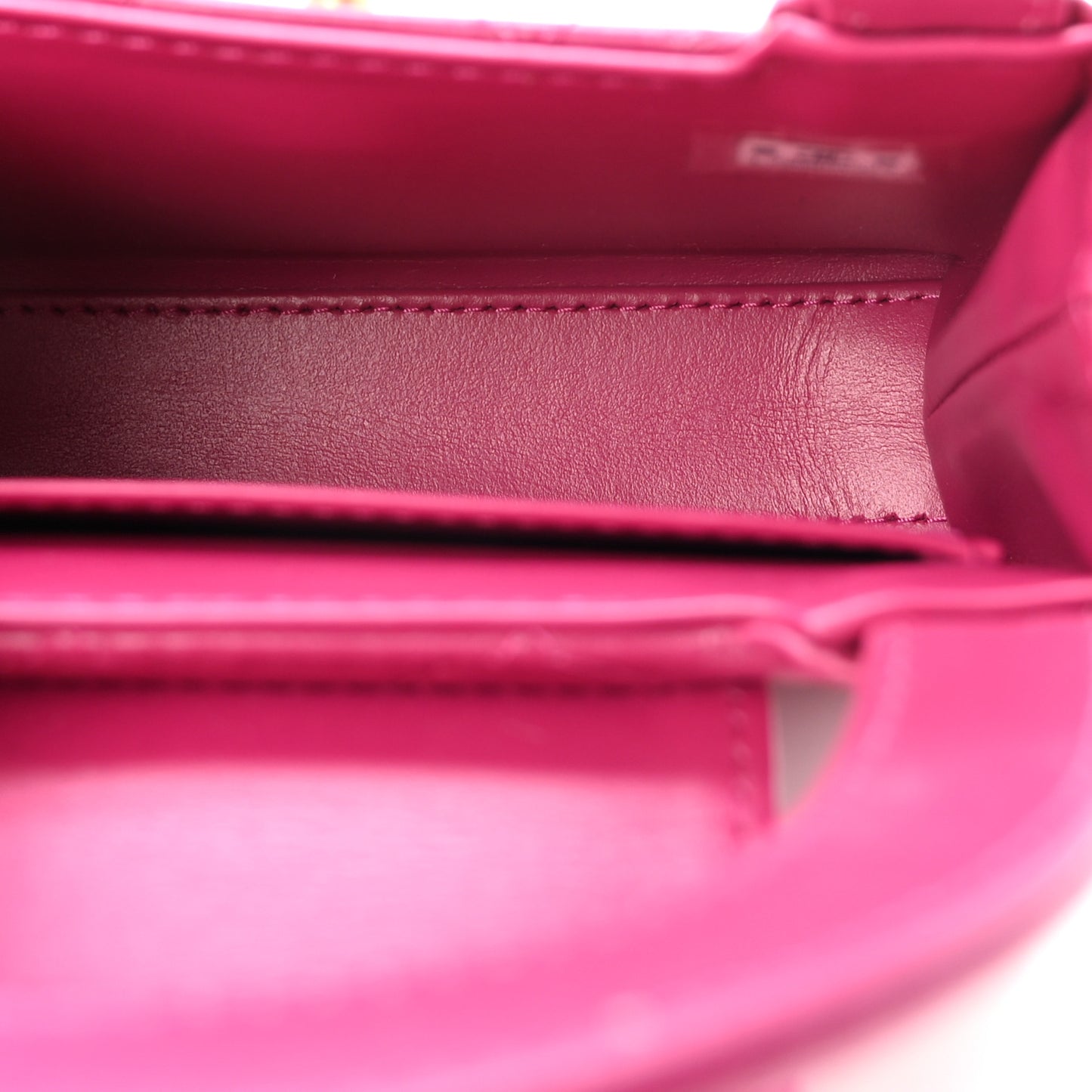 Shiny Aged Calfskin Quilted Mini Nano Kelly Shopper Dark Pink