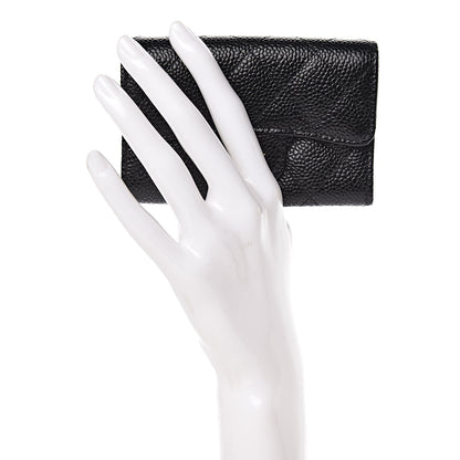 Chanel Caviar Quilted Flap Card Holder Wallet Black 2 of 9