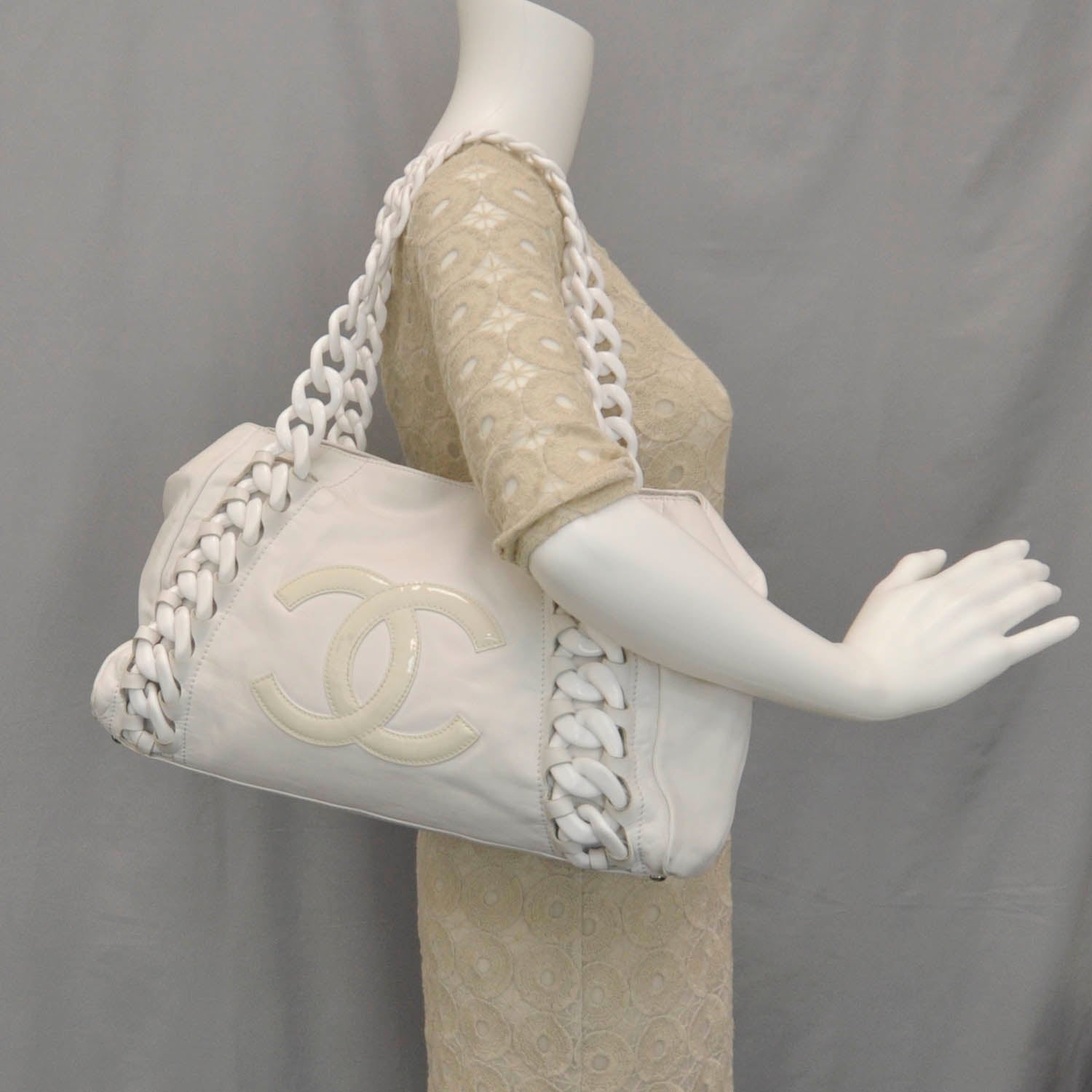 Chanel Leather Modern Chain Tote White 2 of 8