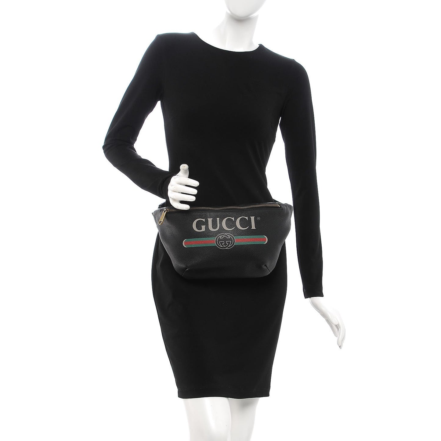 Grained Calfskin Logo Belt Bag Black