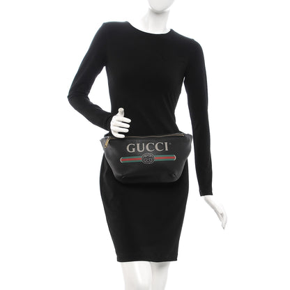 Gucci Grained Calfskin Logo Belt Bag Black 2 of 7