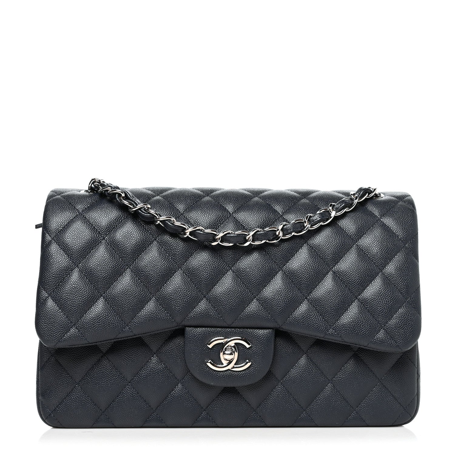 Chanel Caviar Quilted Jumbo Double Flap Navy 1 of 10