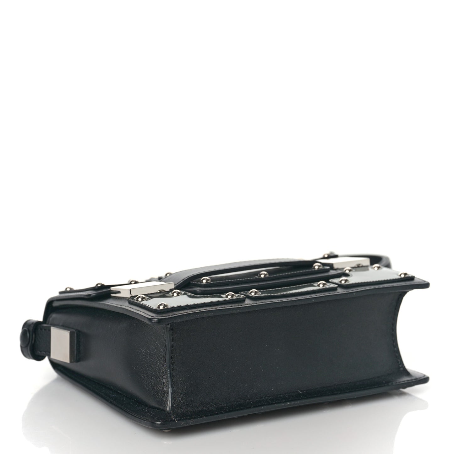 Calfskin Mini Iron Shield Madame Crossbody Black Silver