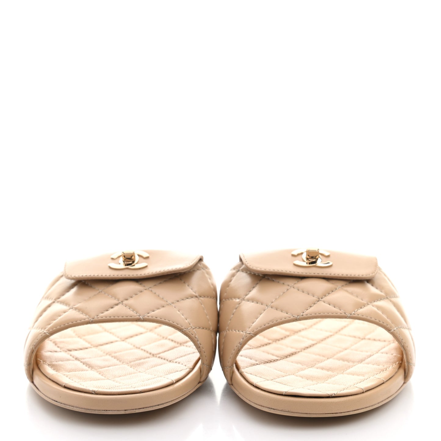 Lambskin Quilted CC Turnlock Sandals 41 Beige