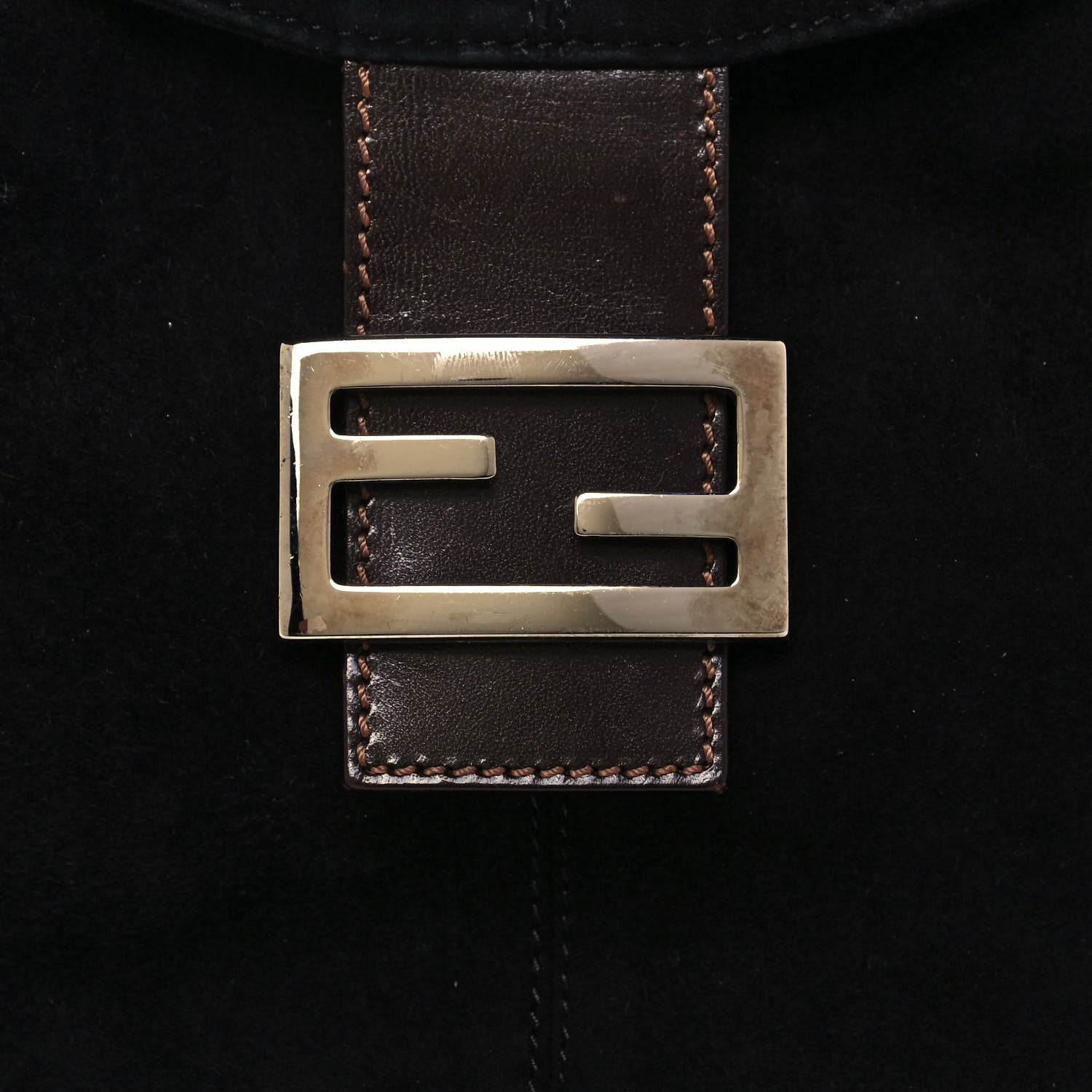 Fendi Suede Shoulder Bag Black 7 of 12