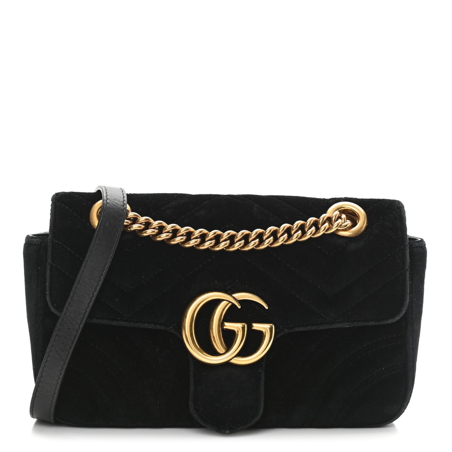 Velvet Matelasse Mini GG Marmont Shoulder Bag Black