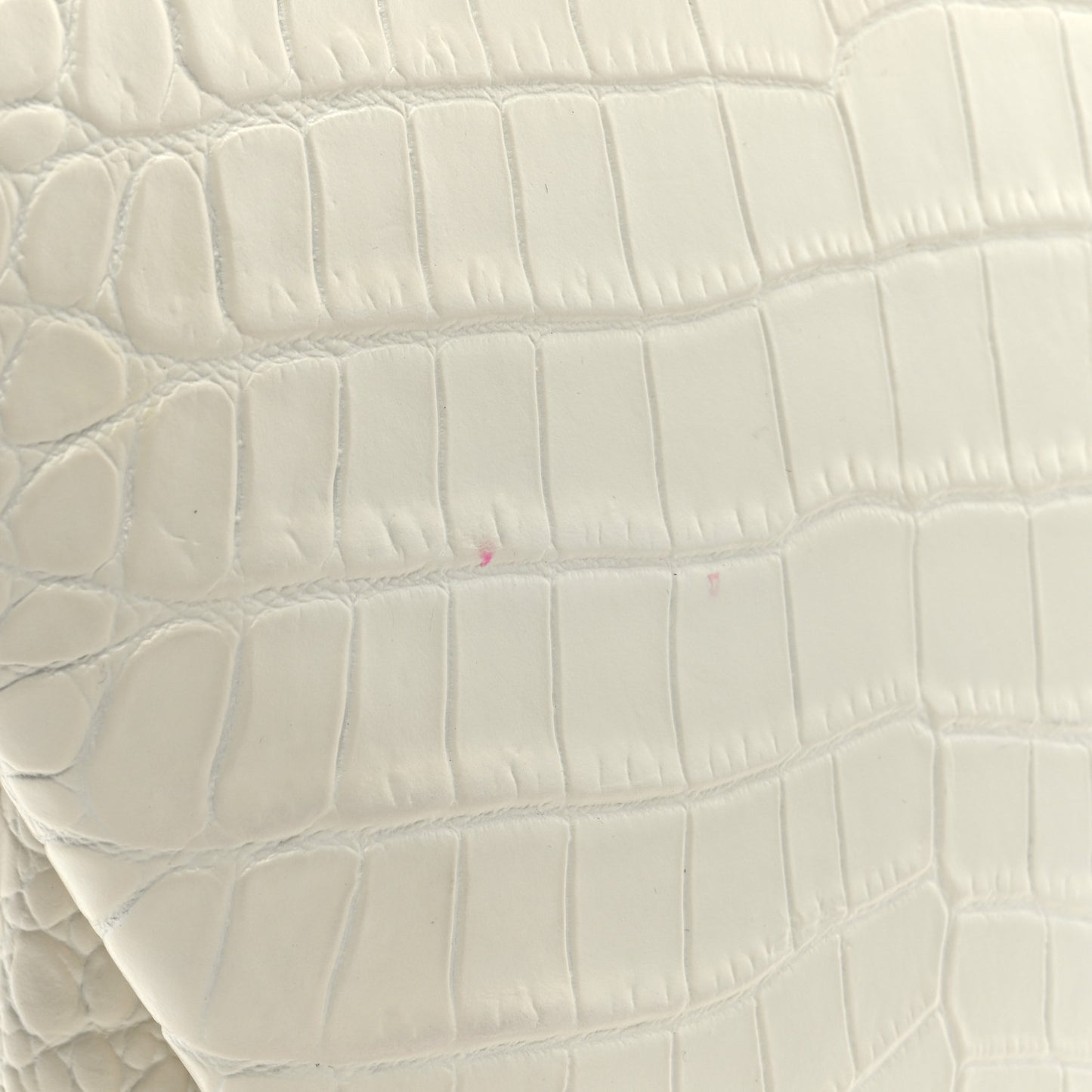 Calfskin Crocodile Embossed Doll Top Handle Bag White