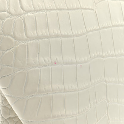 Bottega Veneta Calfskin Crocodile Embossed Doll Top Handle Bag White 10 of 11