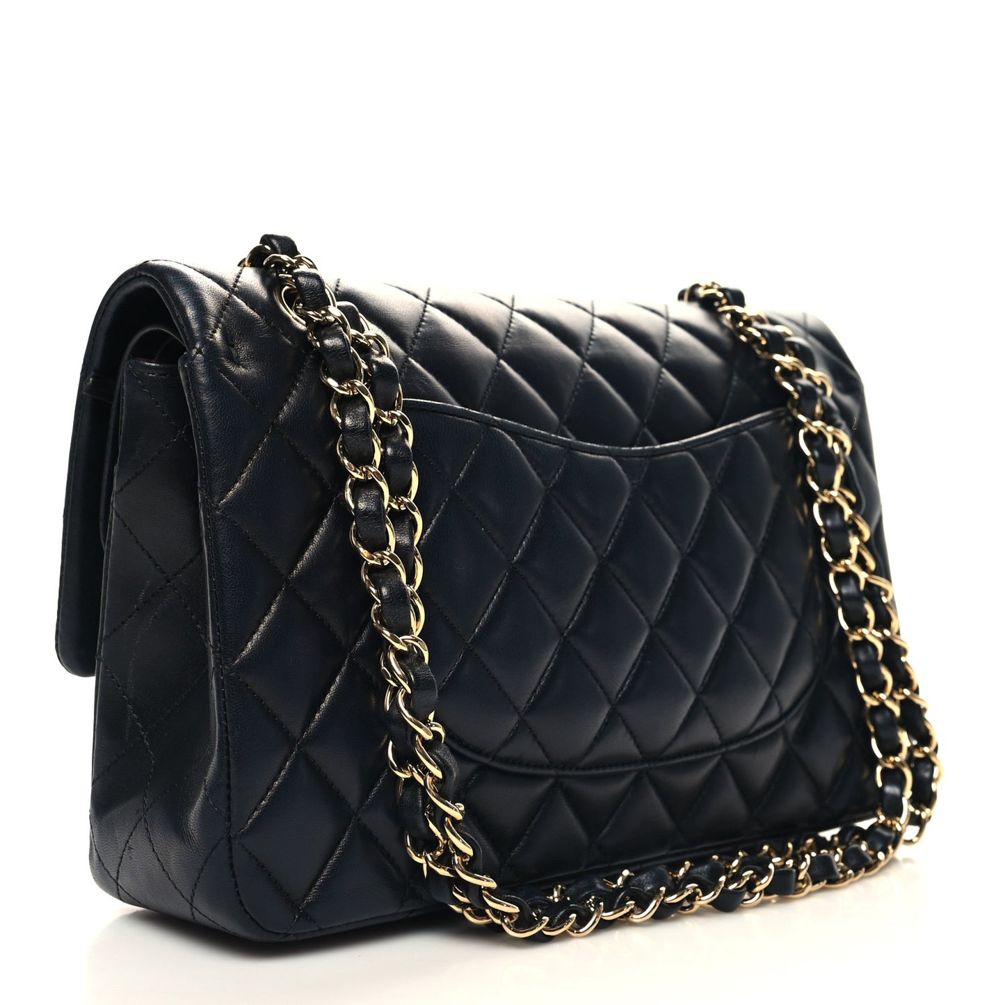 Lambskin Quilted Medium Double Flap Black
