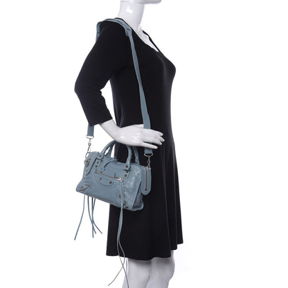 Balenciaga Agneau Classic Silver Hardware Mini City Bleu Gris 2 of 9