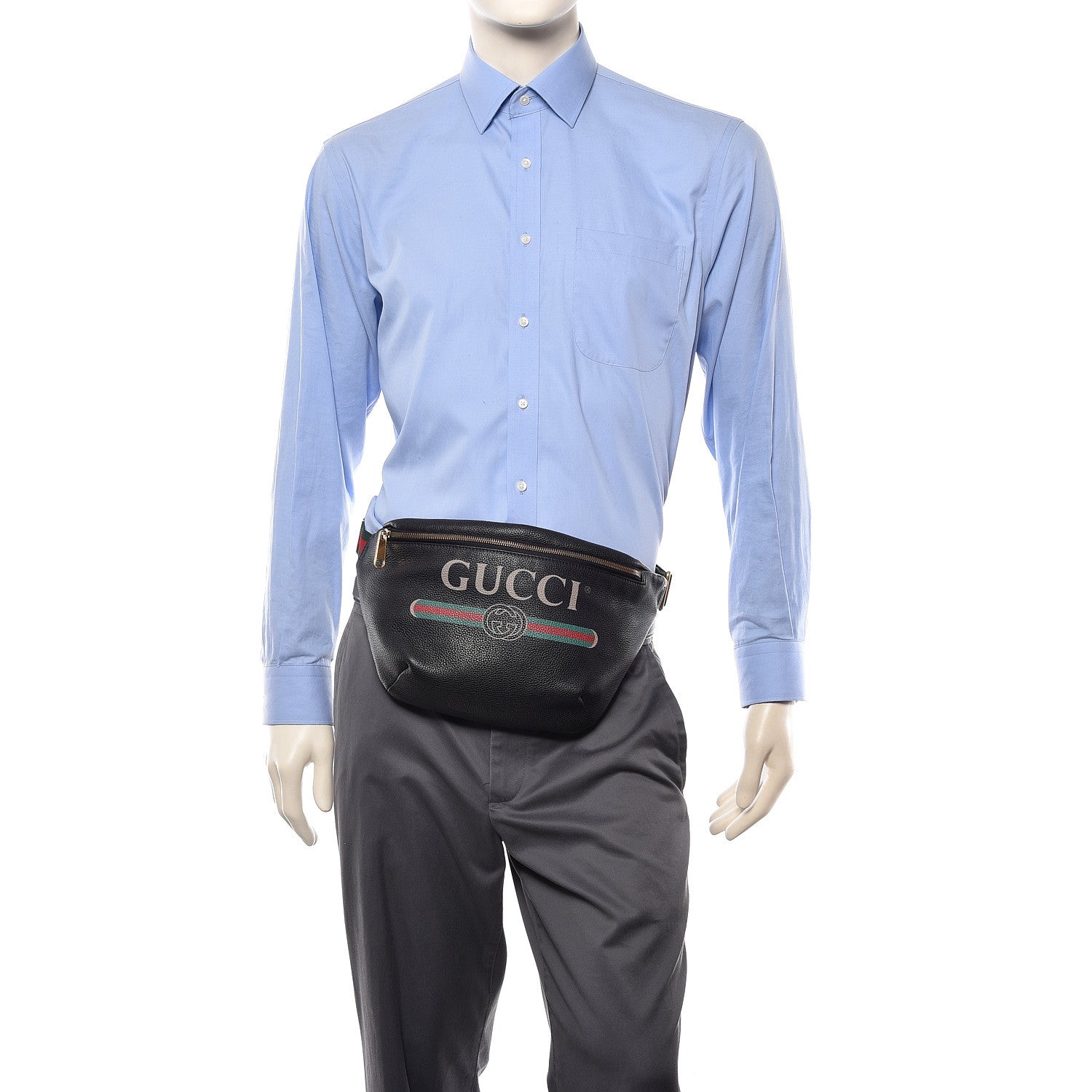 Gucci Grained Calfskin Logo Belt Bag Black 2 of 10