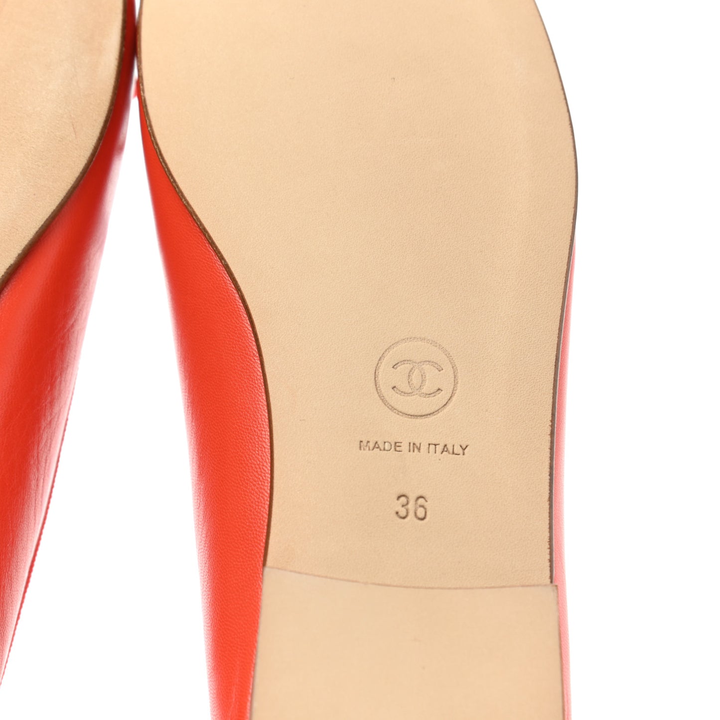 Lambskin Cap Toe Ballerina Flats 36 Coral