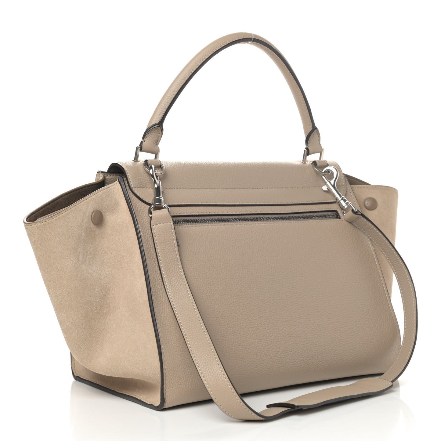 Drummed Calfskin Suede Medium Trapeze Dune