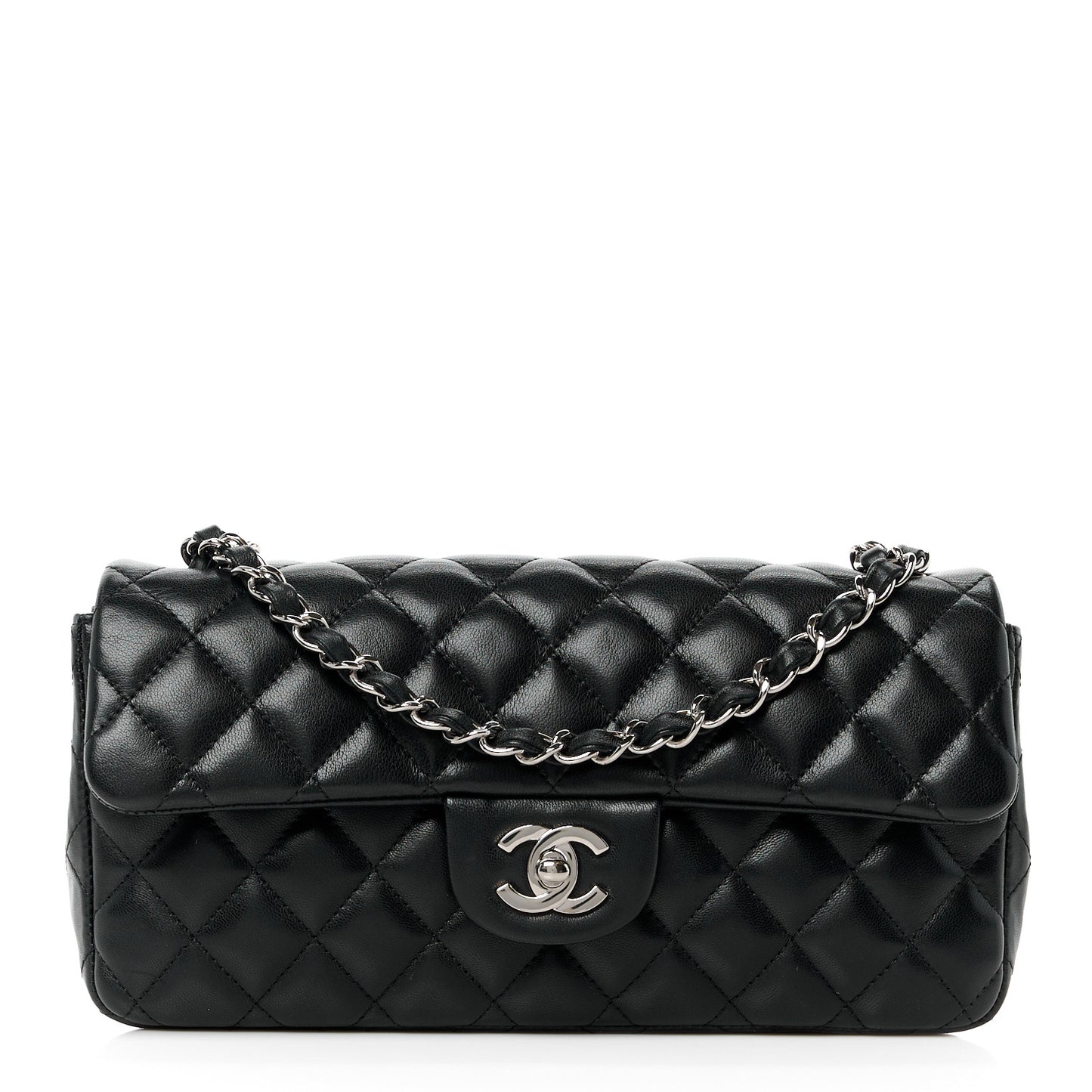 Lambskin Quilted East West Flap Black