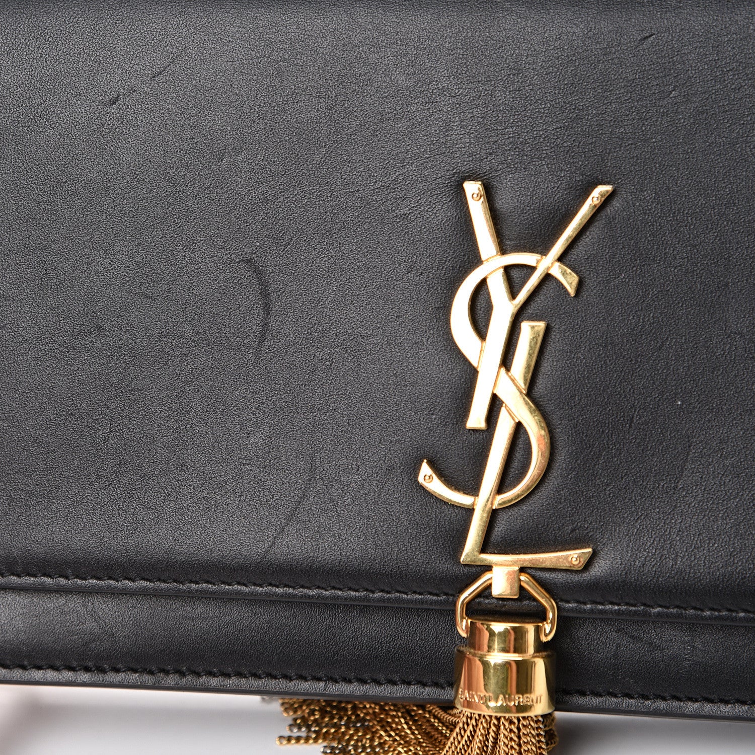 Saint Laurent Smooth Calfskin Classic Monogram Kate Tassel Chain Wallet Black 12 of 16