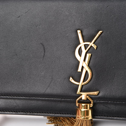 Saint Laurent Smooth Calfskin Classic Monogram Kate Tassel Chain Wallet Black 12 of 16