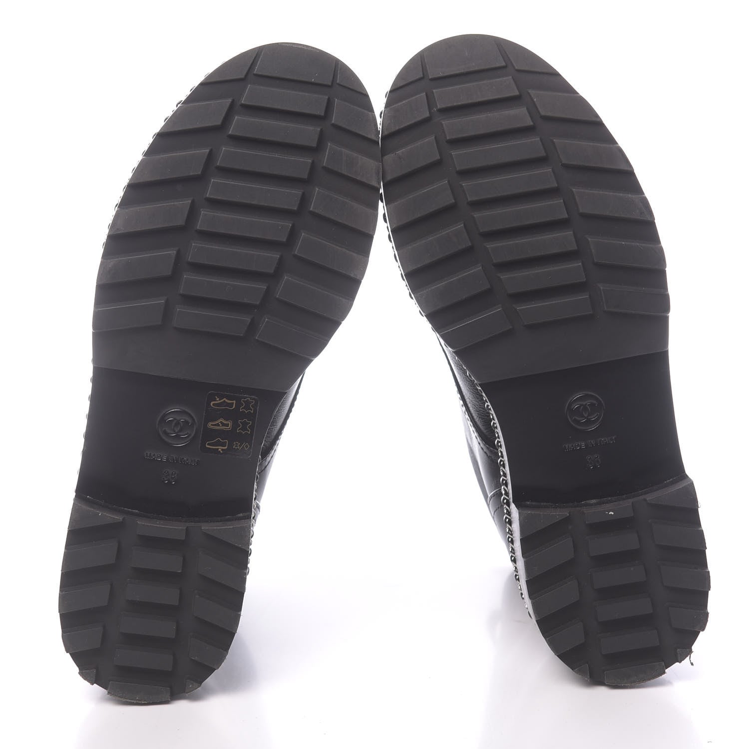 Chanel Crackled Calfskin Velvet Pearl Combat Short Boots 36 Black 5 of 9